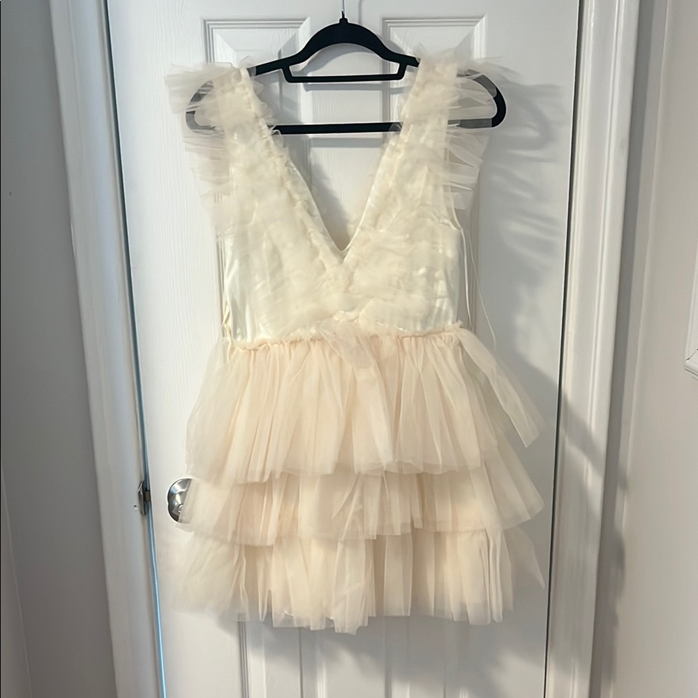 Elegant Cream Layered Mini Dress